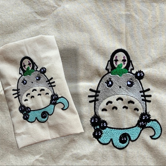 Cute kawaii style Totoro, kaonashi and susuwatari light weight 6oz tote bag - Picture 5 of 10